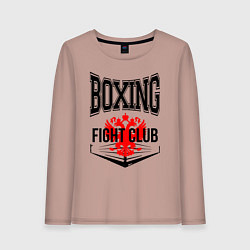 Лонгслив хлопковый женский Boxing fight club Russia, цвет: пыльно-розовый