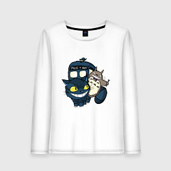 Лонгслив хлопковый женский Tardis Totoro, цвет: белый