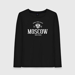 Лонгслив хлопковый женский Москва Born in Russia, цвет: черный