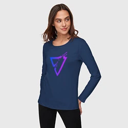 Лонгслив хлопковый женский Liquid Triangle, цвет: тёмно-синий — фото 2