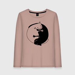 Лонгслив хлопковый женский Инь-Янь Коты, цвет: пыльно-розовый
