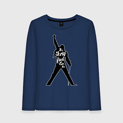 Лонгслив хлопковый женский Queen - The Show Must Go On, цвет: тёмно-синий