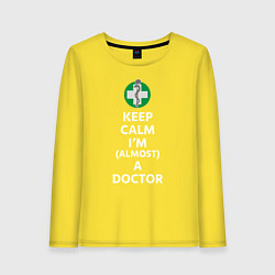 Лонгслив хлопковый женский Keep calm I??m a doctor, цвет: желтый