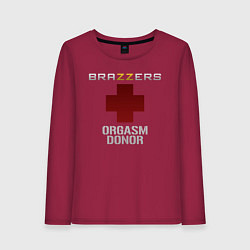 Лонгслив хлопковый женский Brazzers orgasm donor, цвет: маджента