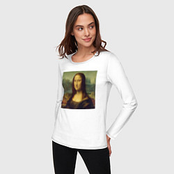 Лонгслив хлопковый женский Mona Lisa pixels, цвет: белый — фото 2