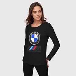 Лонгслив хлопковый женский BMW BOSS, цвет: черный — фото 2