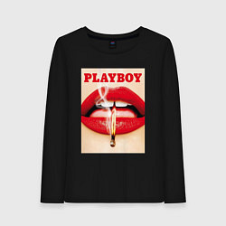 Лонгслив хлопковый женский PLAYBOY, цвет: черный
