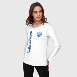Лонгслив хлопковый женский Volkswagen, цвет: белый — фото 2