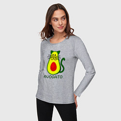 Лонгслив хлопковый женский Avokado, цвет: меланж — фото 2