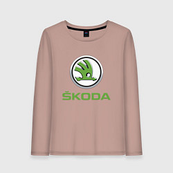 Лонгслив хлопковый женский Skoda, цвет: пыльно-розовый