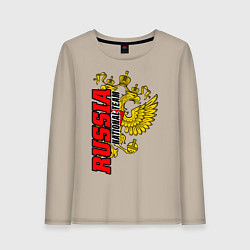 Лонгслив хлопковый женский RUSSIA national team, цвет: миндальный