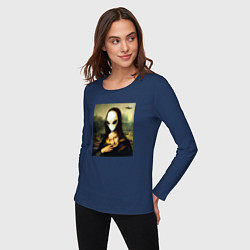 Лонгслив хлопковый женский Mona Lisa, цвет: тёмно-синий — фото 2