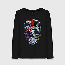 Лонгслив хлопковый женский Skull 2055, цвет: черный