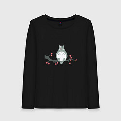 Лонгслив хлопковый женский Тоторо, цвет: черный