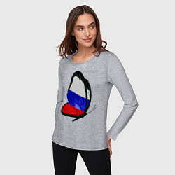 Лонгслив хлопковый женский Россия, цвет: меланж — фото 2