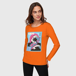 Лонгслив хлопковый женский Vaporwave Ramen, цвет: оранжевый — фото 2