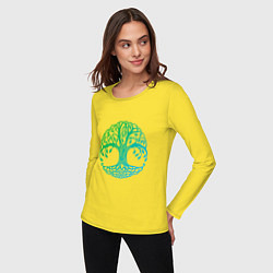 Лонгслив хлопковый женский Древо, цвет: желтый — фото 2