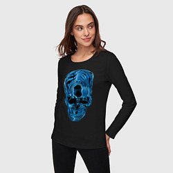 Лонгслив хлопковый женский Skull - illusion, цвет: черный — фото 2