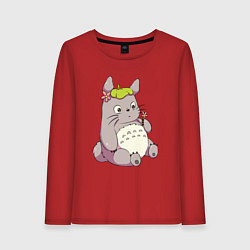 Лонгслив хлопковый женский Little Totoro, цвет: красный