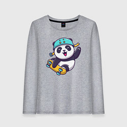 Лонгслив хлопковый женский Панда скейтер, цвет: меланж