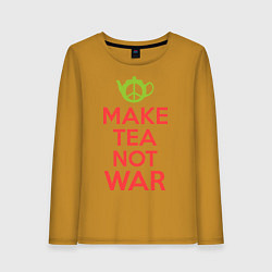 Лонгслив хлопковый женский Make tea not war, цвет: горчичный