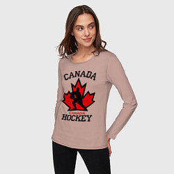 Лонгслив хлопковый женский Canada Hockey, цвет: пыльно-розовый — фото 2