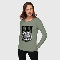 Лонгслив хлопковый женский КАКОДЕМОН DOOM Z, цвет: авокадо — фото 2