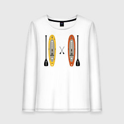 Лонгслив хлопковый женский Сап серфинг, цвет: белый