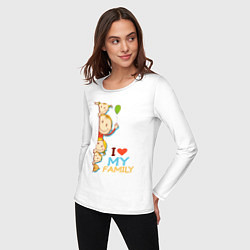 Лонгслив хлопковый женский Я люблю свою семью, цвет: белый — фото 2