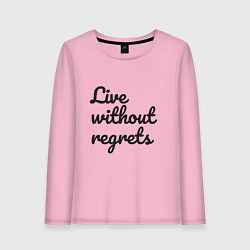 Лонгслив хлопковый женский Live without regrets, цвет: светло-розовый