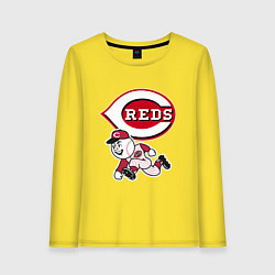 Лонгслив хлопковый женский Cincinnati reds - baseball team - talisman, цвет: желтый