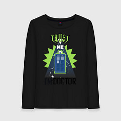 Лонгслив хлопковый женский Trust me, i'm doctor who, цвет: черный