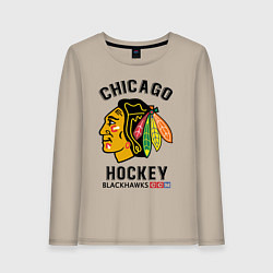 Лонгслив хлопковый женский CHICAGO BLACKHAWKS NHL, цвет: миндальный