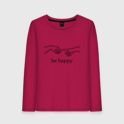 Лонгслив хлопковый женский Be happy, цвет: маджента