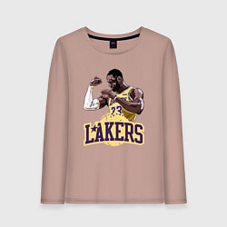 Лонгслив хлопковый женский LeBron - Lakers, цвет: пыльно-розовый