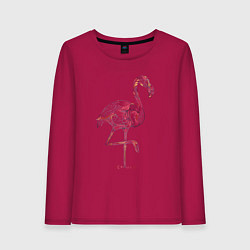 Лонгслив хлопковый женский Узорчатый фламинго, цвет: маджента