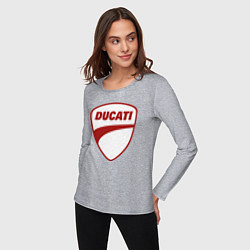 Лонгслив хлопковый женский Ducati Logo Дукати Лого Z, цвет: меланж — фото 2