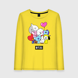 Лонгслив хлопковый женский BT21, цвет: желтый