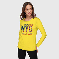 Лонгслив хлопковый женский Нью-Йорк Сити, цвет: желтый — фото 2