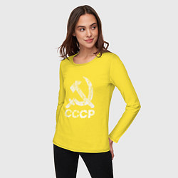 Лонгслив хлопковый женский СССР, цвет: желтый — фото 2