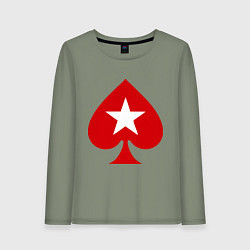 Лонгслив хлопковый женский Покер Пики Poker Stars, цвет: авокадо