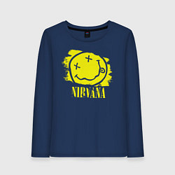 Лонгслив хлопковый женский Nirvana Smile, цвет: тёмно-синий
