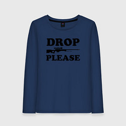 Лонгслив хлопковый женский Drop Please, цвет: тёмно-синий