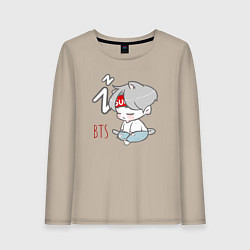 Лонгслив хлопковый женский BTS sleep, цвет: миндальный