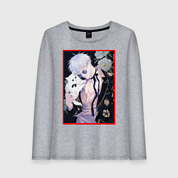 Лонгслив хлопковый женский Сатору гото С кошечкой, цвет: меланж