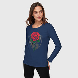 Лонгслив хлопковый женский Skull&Rose, цвет: тёмно-синий — фото 2