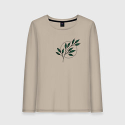 Лонгслив хлопковый женский Leaves, цвет: миндальный