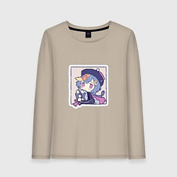 Лонгслив хлопковый женский Ци Ци, цвет: миндальный