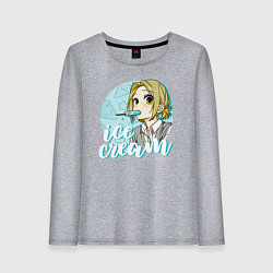 Лонгслив хлопковый женский Ice cream, цвет: меланж