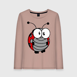 Лонгслив хлопковый женский Удивленная божья коровка, цвет: пыльно-розовый
